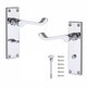 image 2 of Golden Grace Victorian Scroll Bathroom Door Handles Lock Pack in Polished Chrome Finish with 64mm Bathroom Lock & 3" Hinges | Chrome | 1 Set