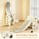 image 3 of AIYAPLAY Foldable Kids Slide with Climber, Basketball Hoop, Cream White