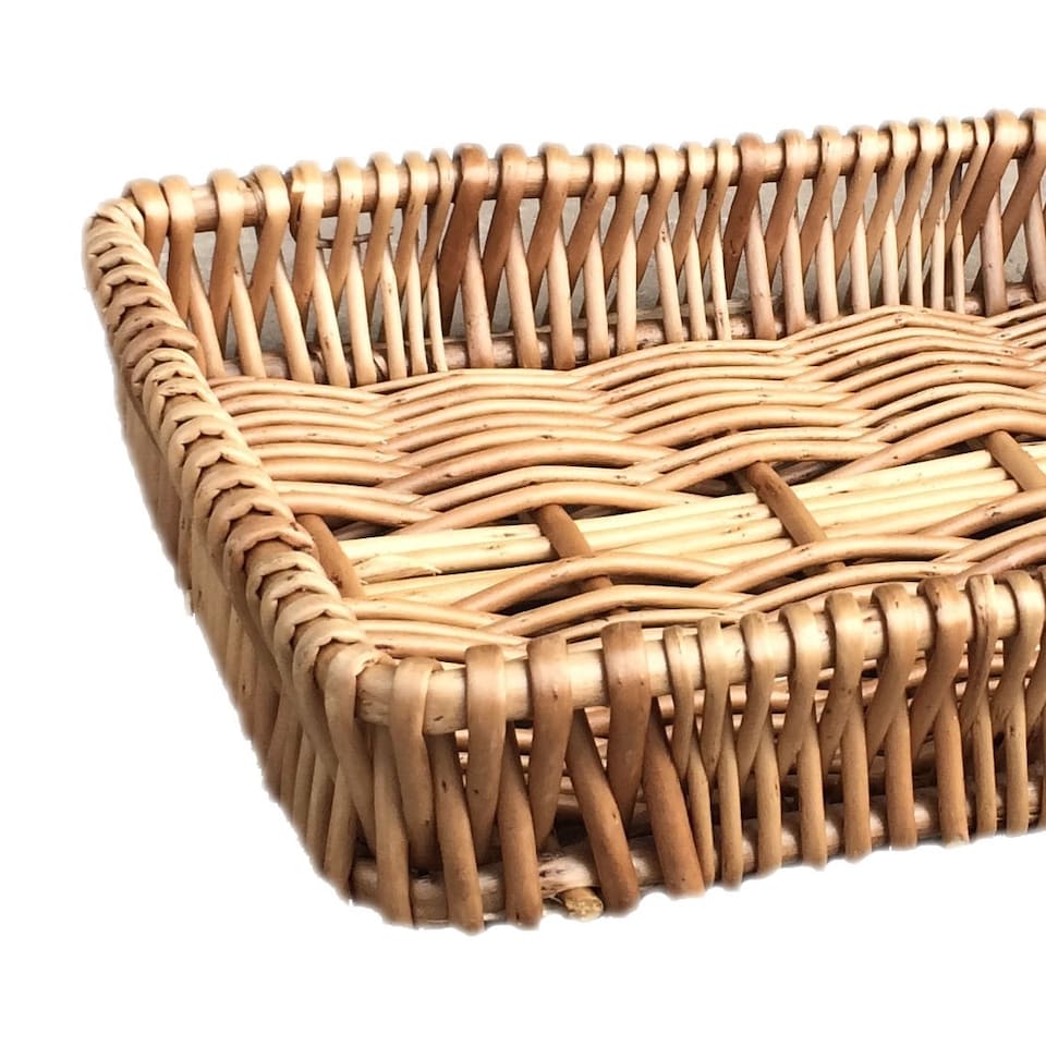 image 1 of Shallow Wicker Tray Set of 3 | Brown | Brown | Full Set