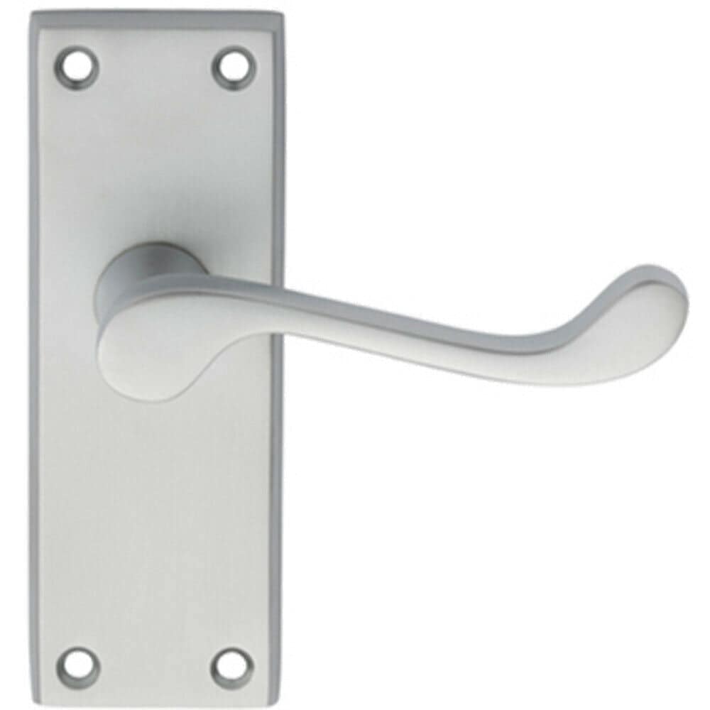 Loops PAIR Victorian Scroll Lever on Short Latch Backplate 118 x 43mm Satin Chrome