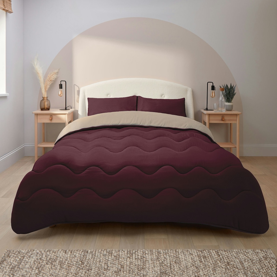 image 1 of Silentnight 10.5 Tog Seersucker Coverless Duvet and Pillowcase Set N/A | Berry/Natural | Double