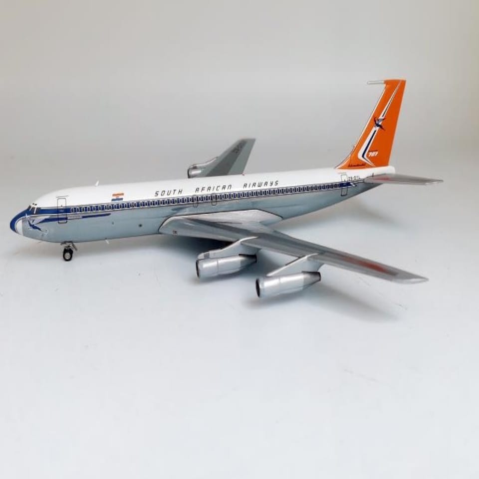 South African Airways Boeing 707-300 ZS-DYL Polished With Stand 1:200 Scale Inflight200 IF707SA0422P