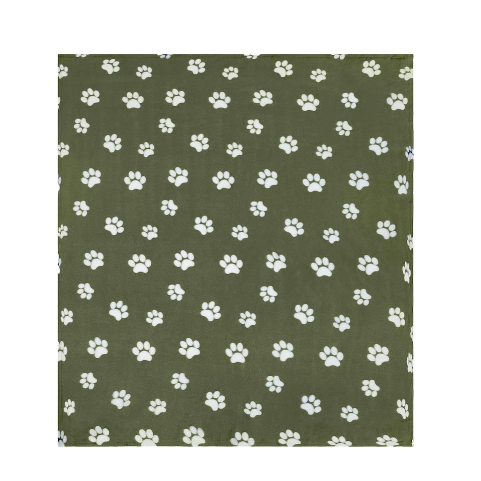image 1 of OHS Pet Dog Blanket Crate Paw Puppy Animal Mat, 120x150cm - Green