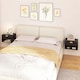 image 7 of HOMCOM Floating Bedside Tables Set of 2 with Fluted Drawer Open Shelf | Black | Black | 40W x 30D x 25H cm