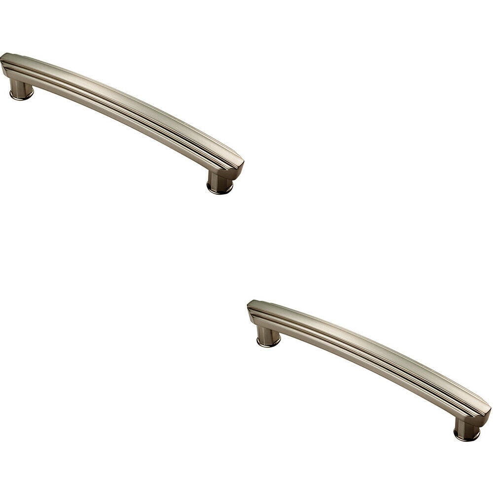 Loops 2x Ridge Design Curved Cabinet Pull Handle 160mm Fixing Centres Satin Nickel in Metallics