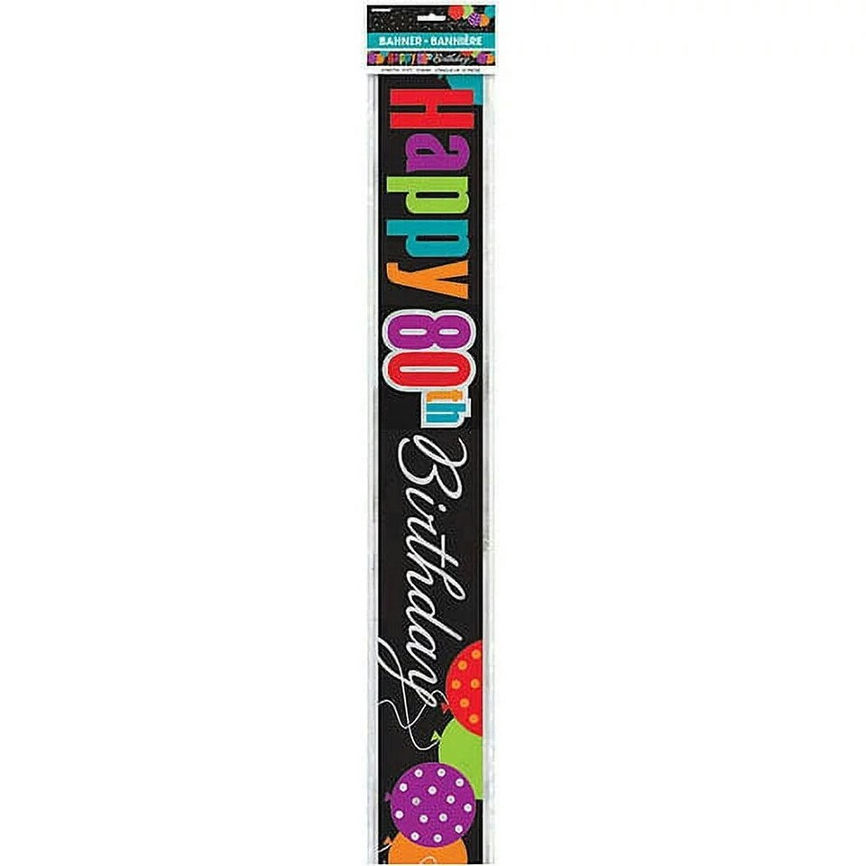 Unique Party Cheer 80th Banner - Multicoloured - One Size