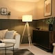 image 2 of ValueLights Clipper Painted Natural Floor Lamp with Large Cream Shade & Bulb | Cream