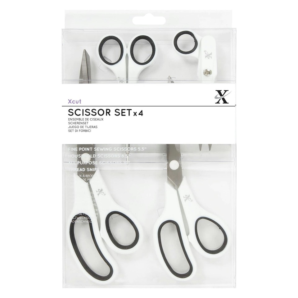 Xcut Scissors, Black & White, Pack of 4