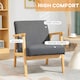 image 4 of HOMCOM Accent Armchair, Living Room Chair, Wooden Upholstered Single Lounge Chair with Rubber Wood Legs and Padded Seat, Leisure Sofa Chair for Bedroom Office, Dark Grey