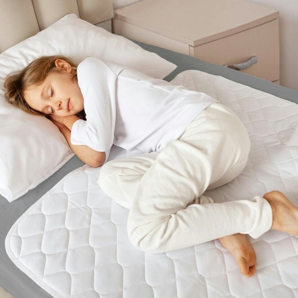 image 1 of Toddler Potty Training Bed Pads - Non-slip 70 x 85cm White | 4 pack | Small Single