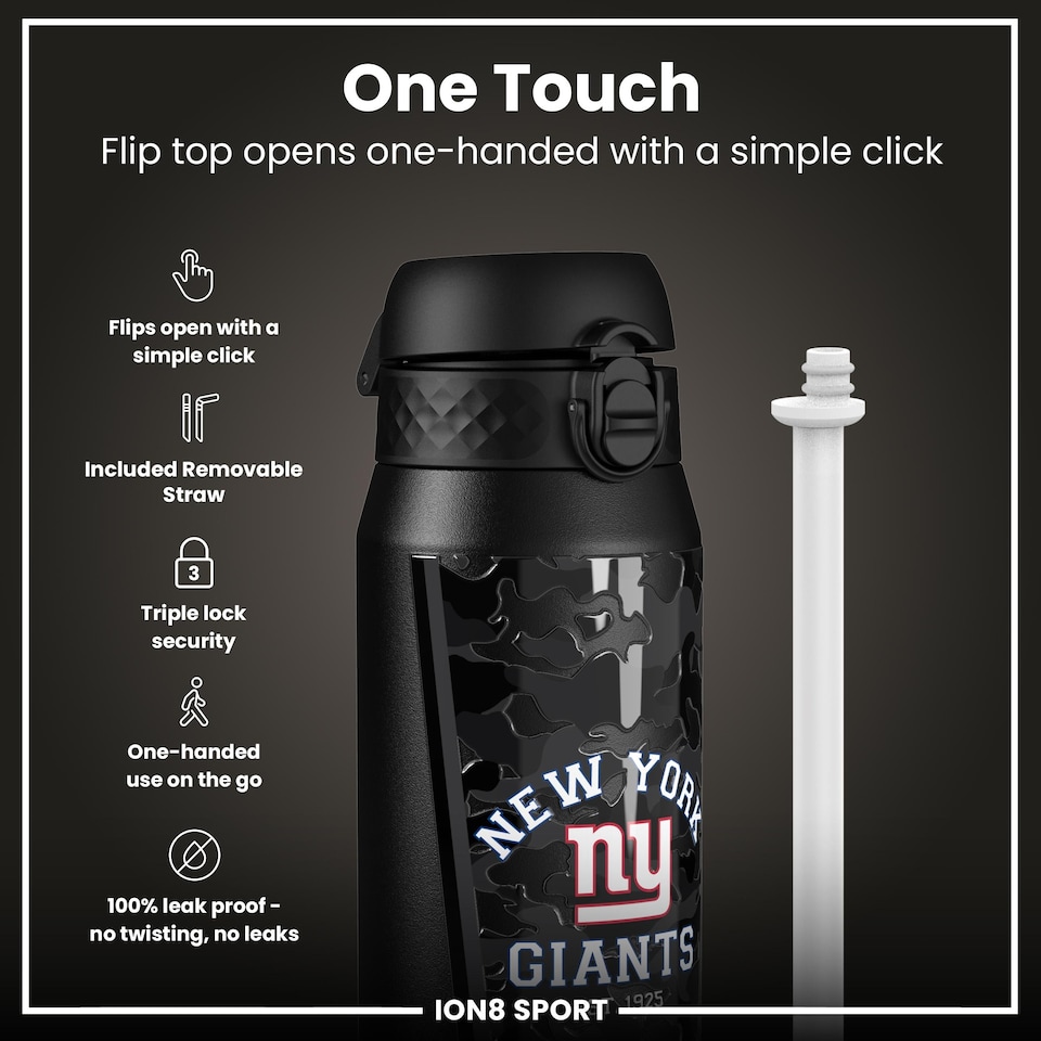 image 1 of NFL x Sports, Vacuum Insulated Steel Bottle, Series, 750ml (24oz) | Black | NFL Black Giants | One Size