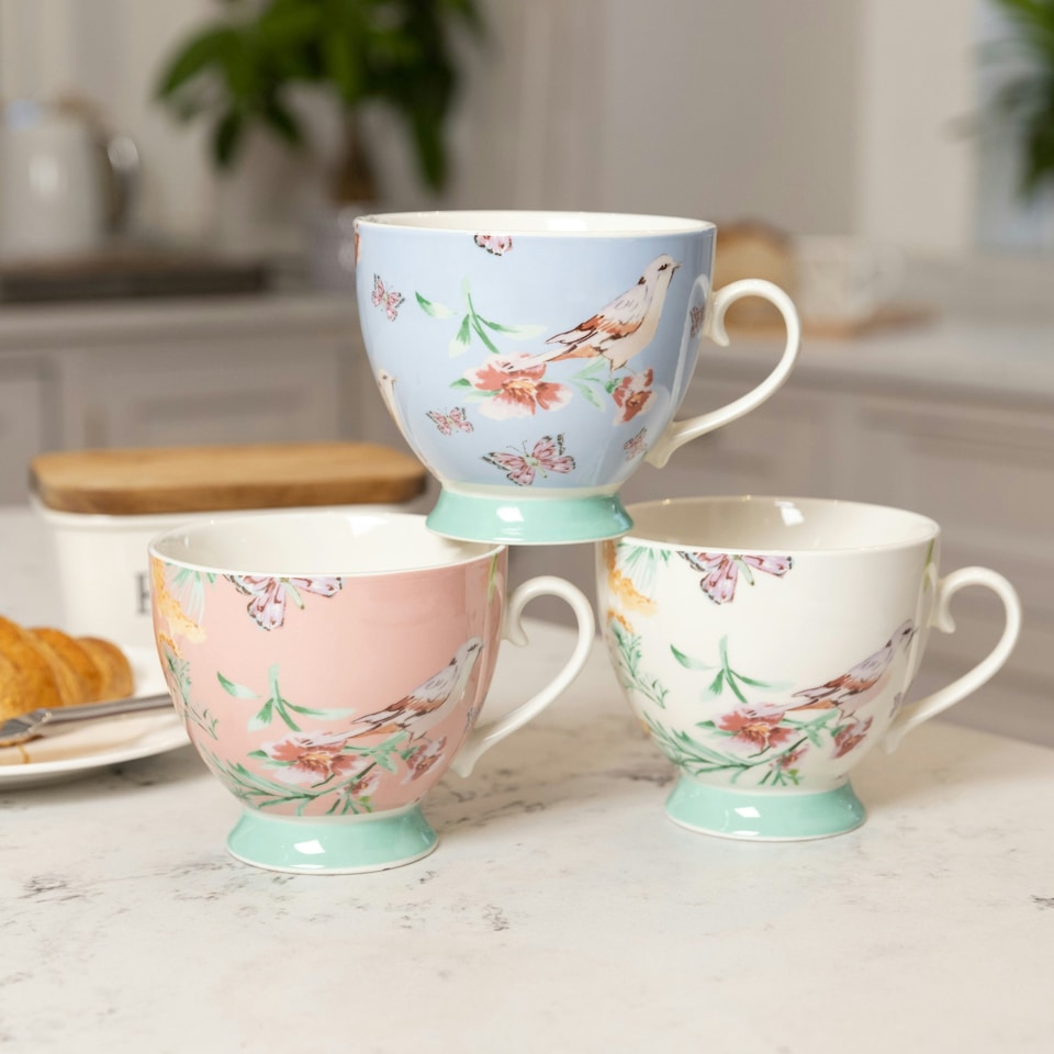 image 1 of KitchenCraft China Peach Birds Footed Mug | Multi | 1