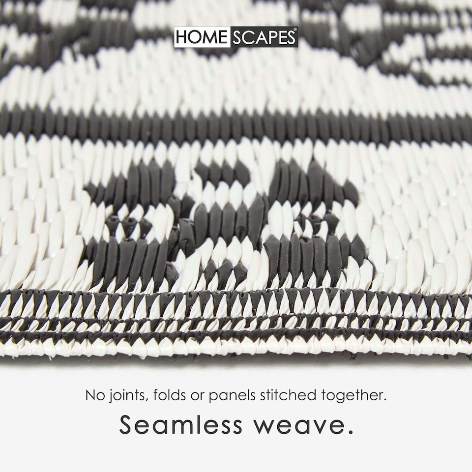 image 1 of Homescapes Outdoor Rug Luxury Waterproof Reversible, For Garden, Motif | Black | Black and White