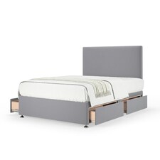 Memory Maestro Memory Foam Silver Plush Velvet 4 Drawer Divan Set And Valencia Headboard King Size