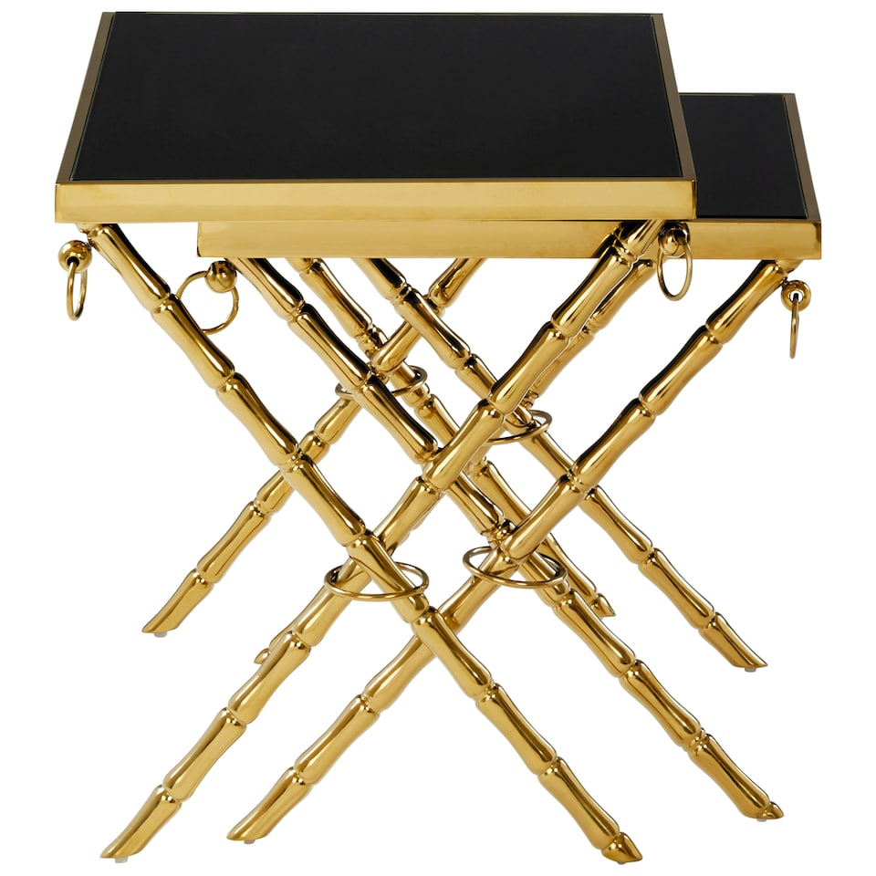image 1 of Interiors by Premier Contemporary Design Set Of 2 Nesting Tables, Versatile Side Tables, Elegant And Functional Square Tables Gold