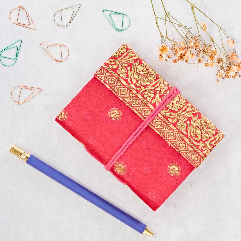 Mini Sari Fabric Notebook