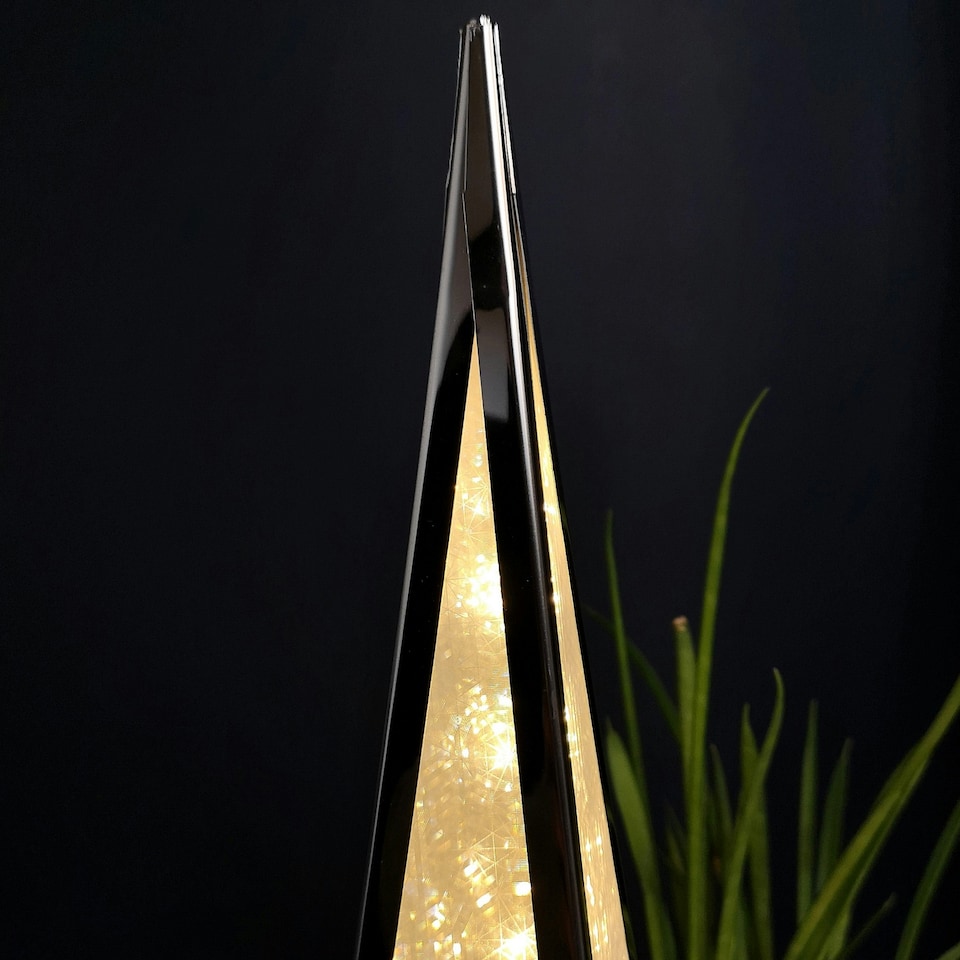 image 1 of 45cm Premier Christmas Holographic Pyramid Silver Frame-16 Warm White Led