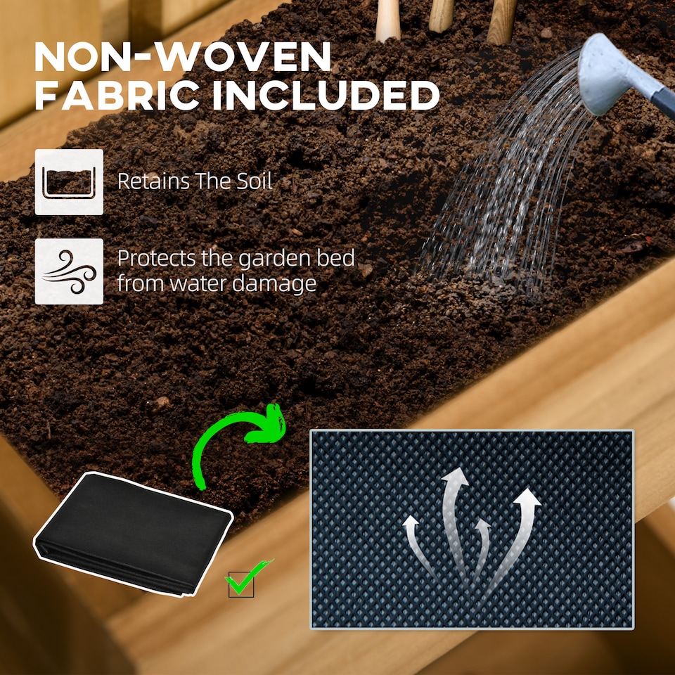 image 1 of Outsunny Wooden Garden Planters with Trellis Wall-mounted Raised Garden Bed