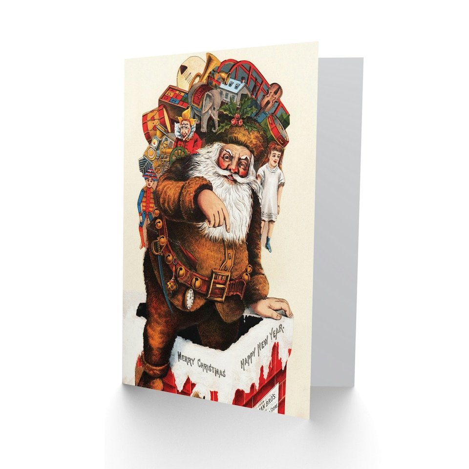 image 1 of Xmas Merry Old Santa Claus Present Christmas Card