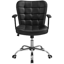 Yaheetech Mid-Back PU Leather Office Task Chair with Rolling Wheels | Black