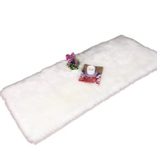 Living and Home Rectangular Soft White Shaggy Area Rug | White