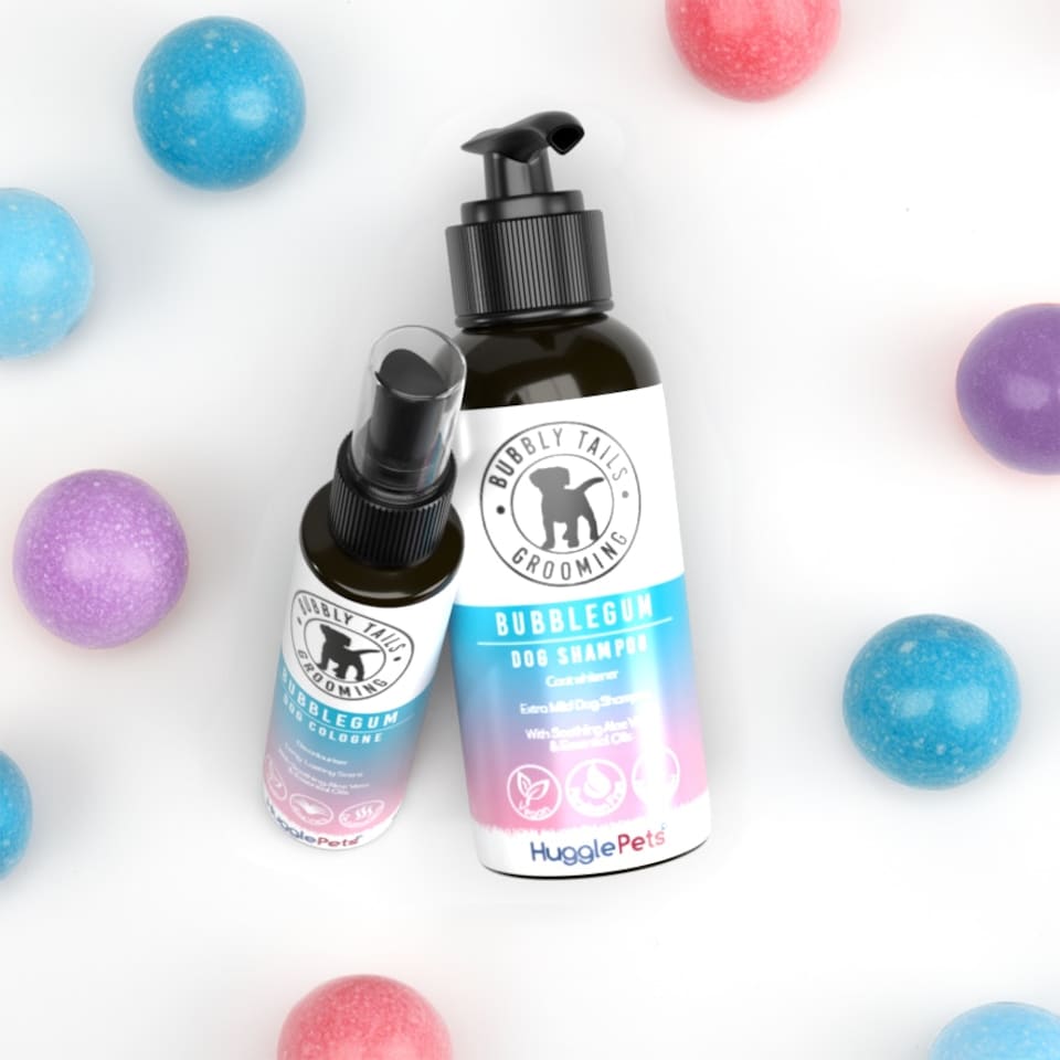 image 1 of HugglePets Bubbly Tails Bundle Dog Shampoo & Cologne - Bubblegum (Whitening)