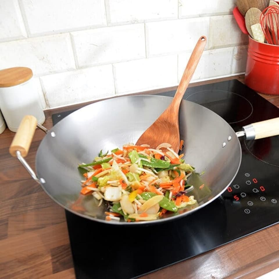 image 1 of Stoven 34cm Heavy Gauge Carbon Steel Wok