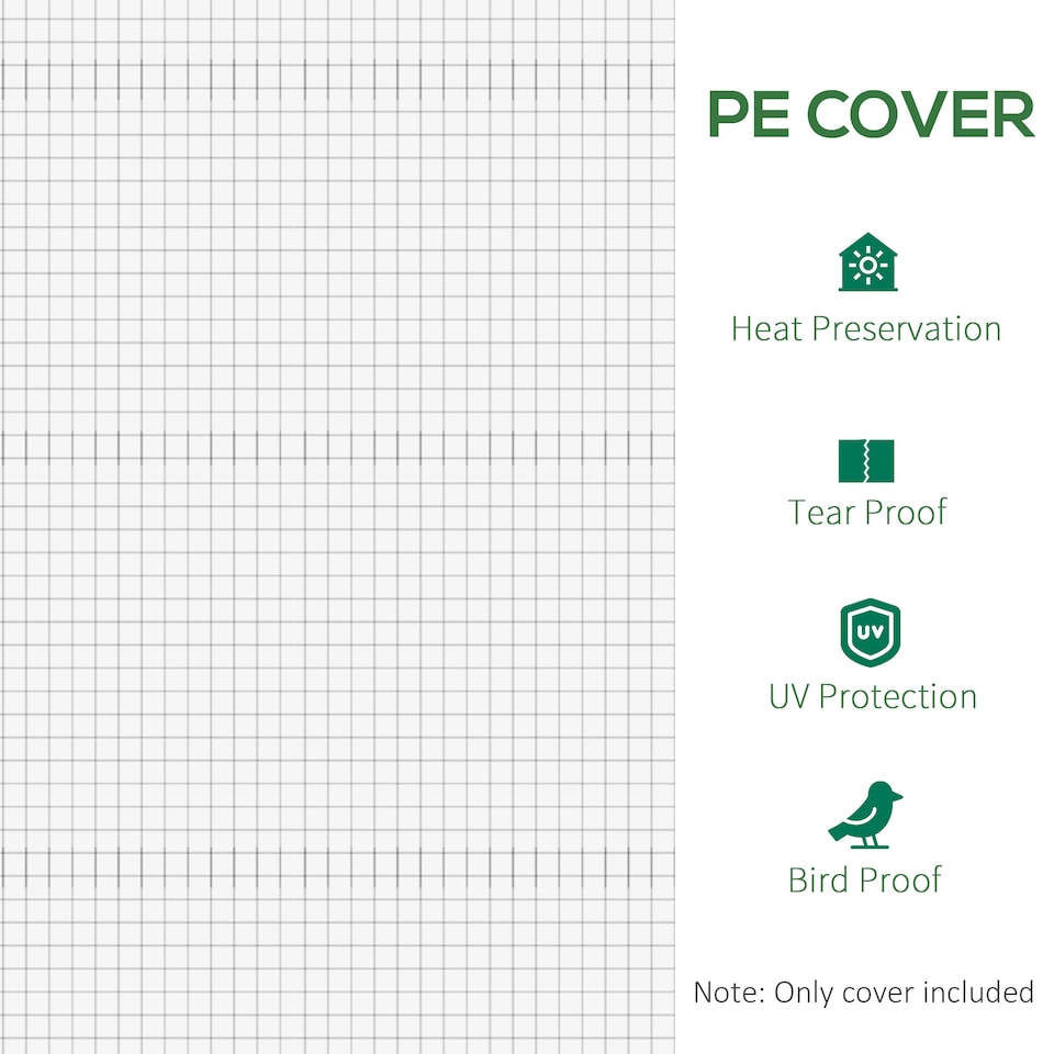 image 1 of Outsunny 3 x 2 x 2m Replacement Greenhouse Cover w/ Windows, White | White | White | 300L x 200W x 200H cm