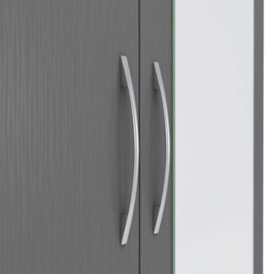 image 1 of Nevada 2 Door 1 Drawer Mirrored Wardrobe | Grey | 3D Effect Grey