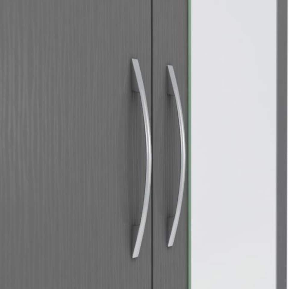 image 1 of Nevada 2 Door 1 Drawer Mirrored Wardrobe Grey | 3D Effect Grey