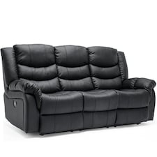 Seattle 3 Seater Electric High Back Bonded Leather Recliner Sofa (Black)