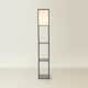 image 2 of ValueLights Struttura Grey Shelving Floor Lamp with Fabric Shade | Grey