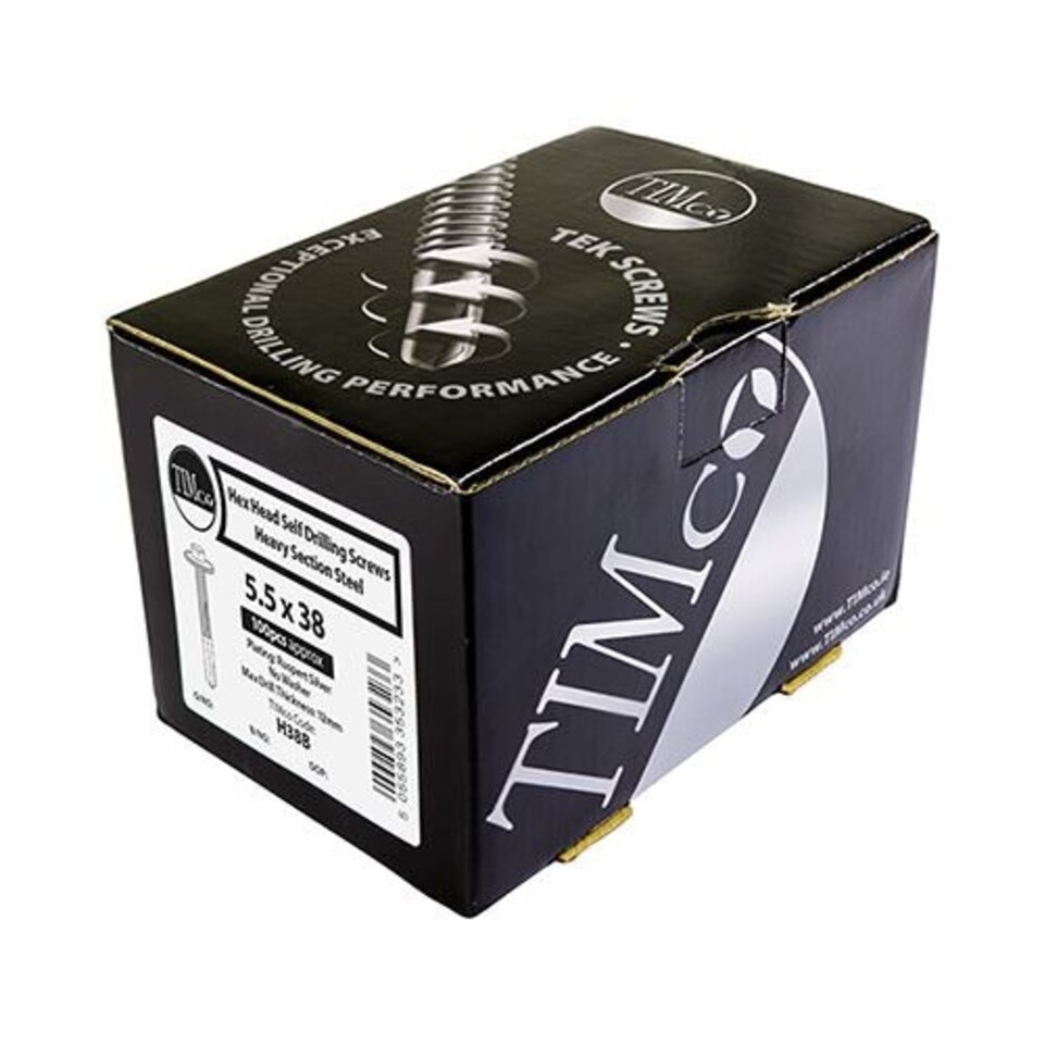 image 1 of Timco - Metal Construction Heavy Section Screws - Hex - EPDM Washer - Self-Drilling - Exterior - Silver Organic (Size 5.5 x 65 - 100 Pieces)