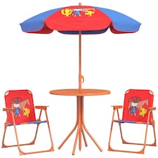 Outsunny Kids Bistro Table and Chair Set w Cowboy Theme, Adjustable Parasol