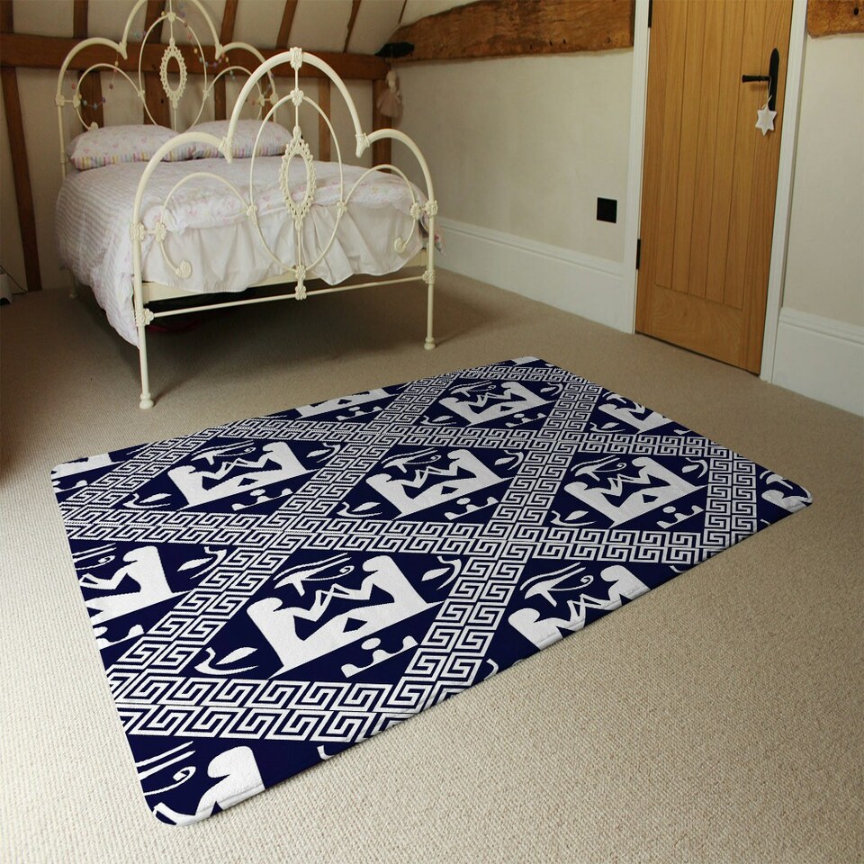 image 1 of Egyptian Hieroglyphs in Navy (Rug) Blue | Small: 60x110cm