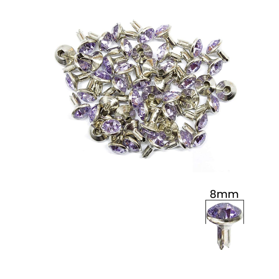 image 1 of 8mm Diamante Acrylic Rhinestone Studs with Pins - Pack of 10