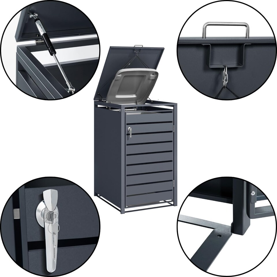 image 1 of Phoenix GB1168AAK Anthracite Single Wheelie Bin Store / Bin Storage