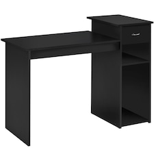 Yaheetech Computer Desk Laptop Table w/Drawer & Shelves | Black