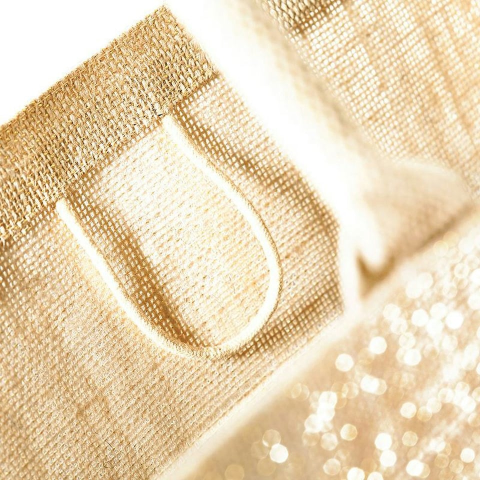 image 1 of Westford Mill Metallic Shimmer Jute Shopper/Tote Bag - Natural Gold - One Size Gold