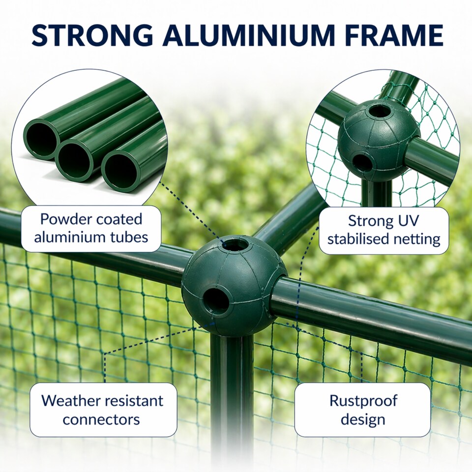 image 1 of GardenSkill Fruit & Vegetable Cage Kit with Bird Netting 3.75x1.25x1.875m H - Quick Build Modular Crop Protection Frame for Garden & Allotment
