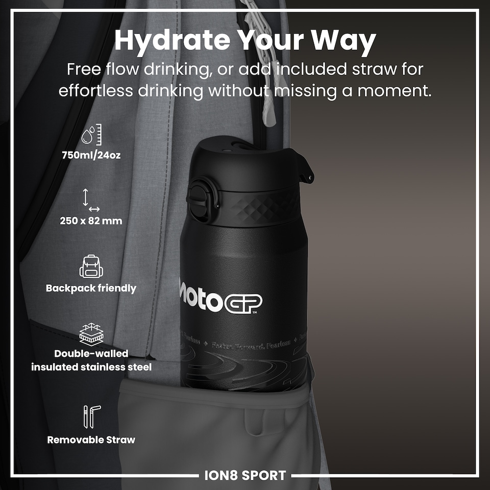 image 1 of MotoGP x Sports Leak Proof Water Bottle, Vacuum Insulated, 750ml (24oz) | Black | MGP Lean | One Size
