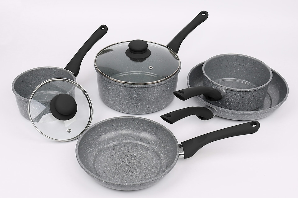 image 1 of Durastone Forged Carbon Steel Grey 5 Piece Saucepan & Frying Pan Set