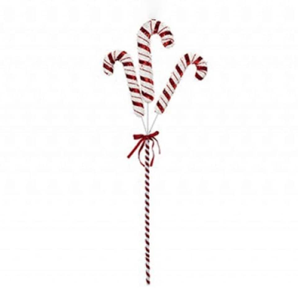 Red & White Glitter Candy Cane Spray Christmas Decoration 61cm