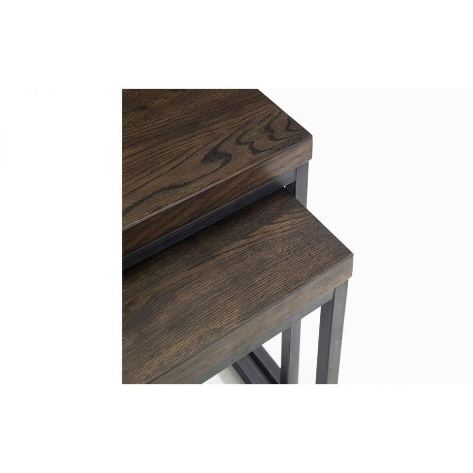 image 1 of Dark Classic Oak Nesting Lamp Tables Brown