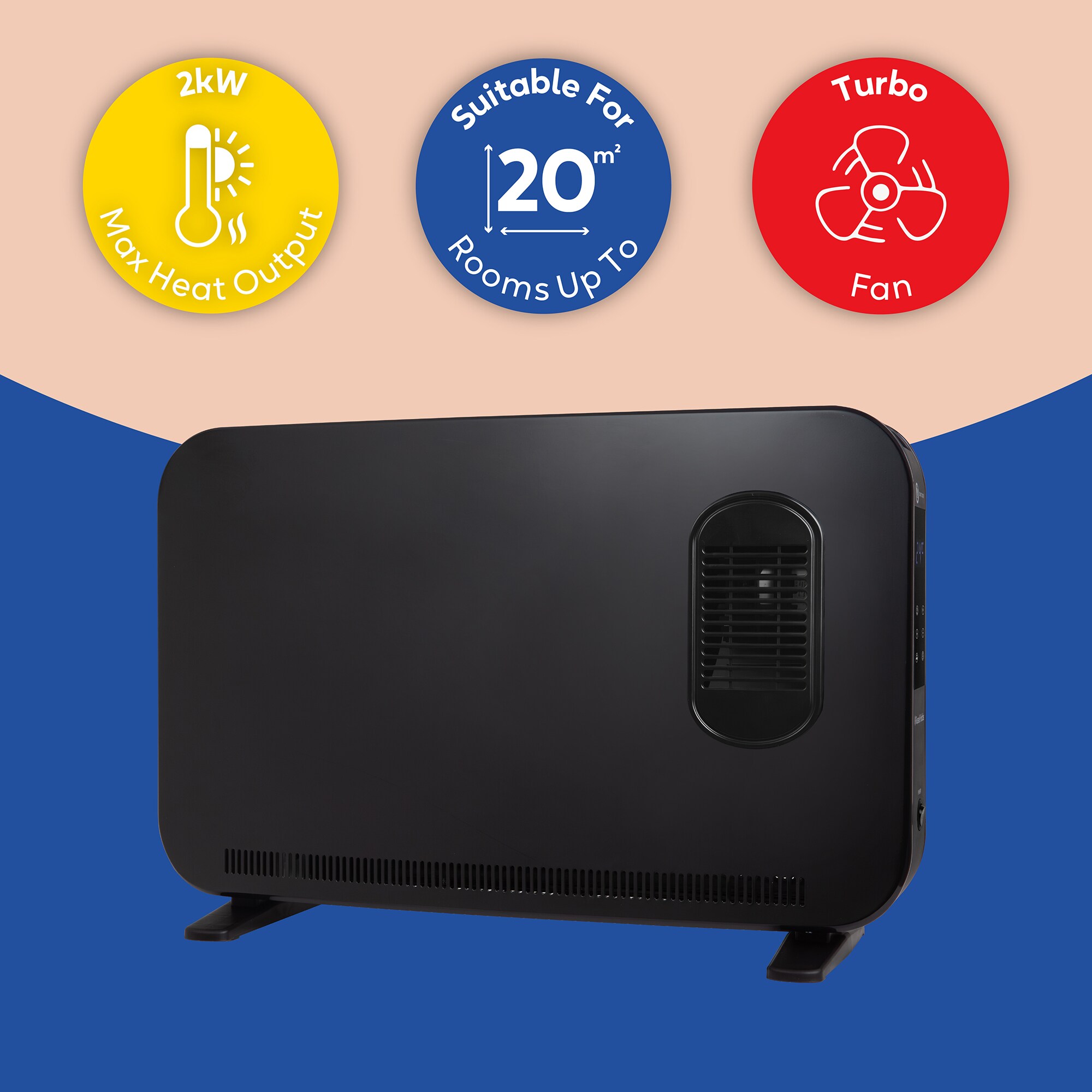 Radiateur Convecteur Russell Hobbs 2000W - Minuterie 24h, 3 Puissances, Thermostat, Noir