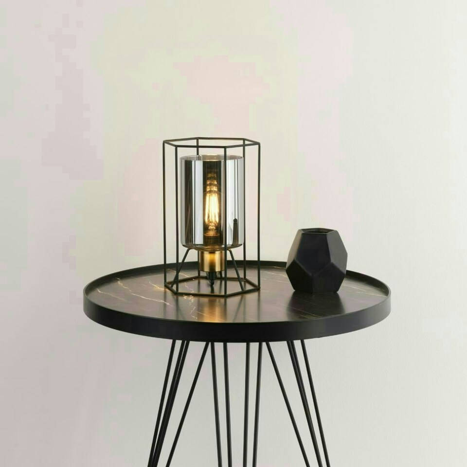 image 1 of Sabrina Black and Smoked Glass Table Lamp Black