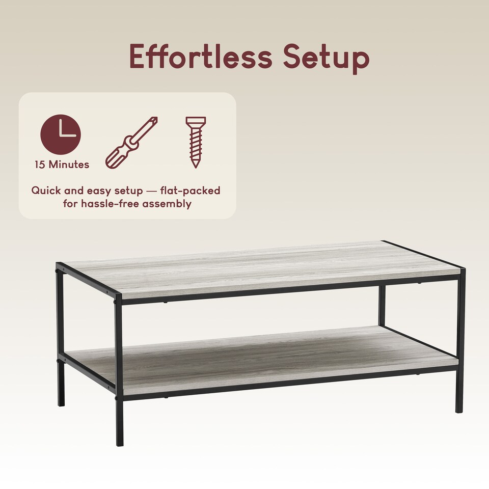 image 1 of Vida Designs Brooklyn Coffee Table Industrial Side Living Room Table, Grey