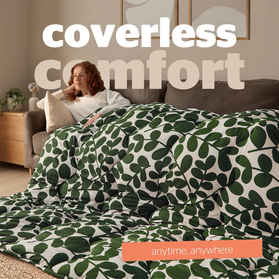 image 1 of Silentnight Coverless 10.5 Tog Duvet and Pillowcase Set, Leaf Print | Green | Double