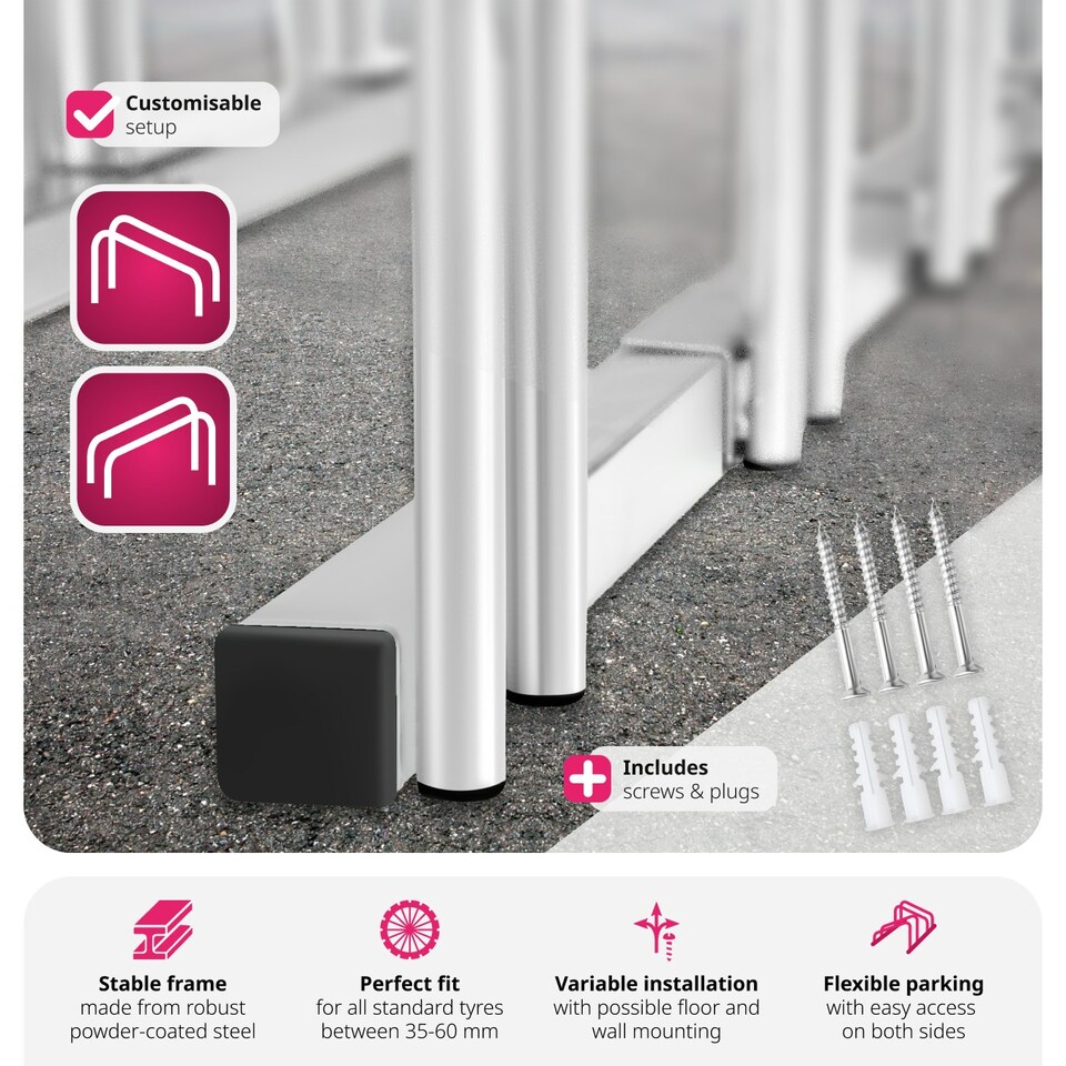 image 1 of Bike Rack, for ground or wall-mounting - for 3 Bikes