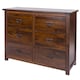 image 3 of Boston 3+3 Drawer Wide Chest - Rich Dark Brown Lacquer Solid Wood Bedroom Storage with Brass Handles | Brown | Brown | 1